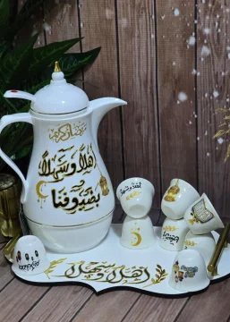 دلة قهوة مع 12 فنجان وصينية second